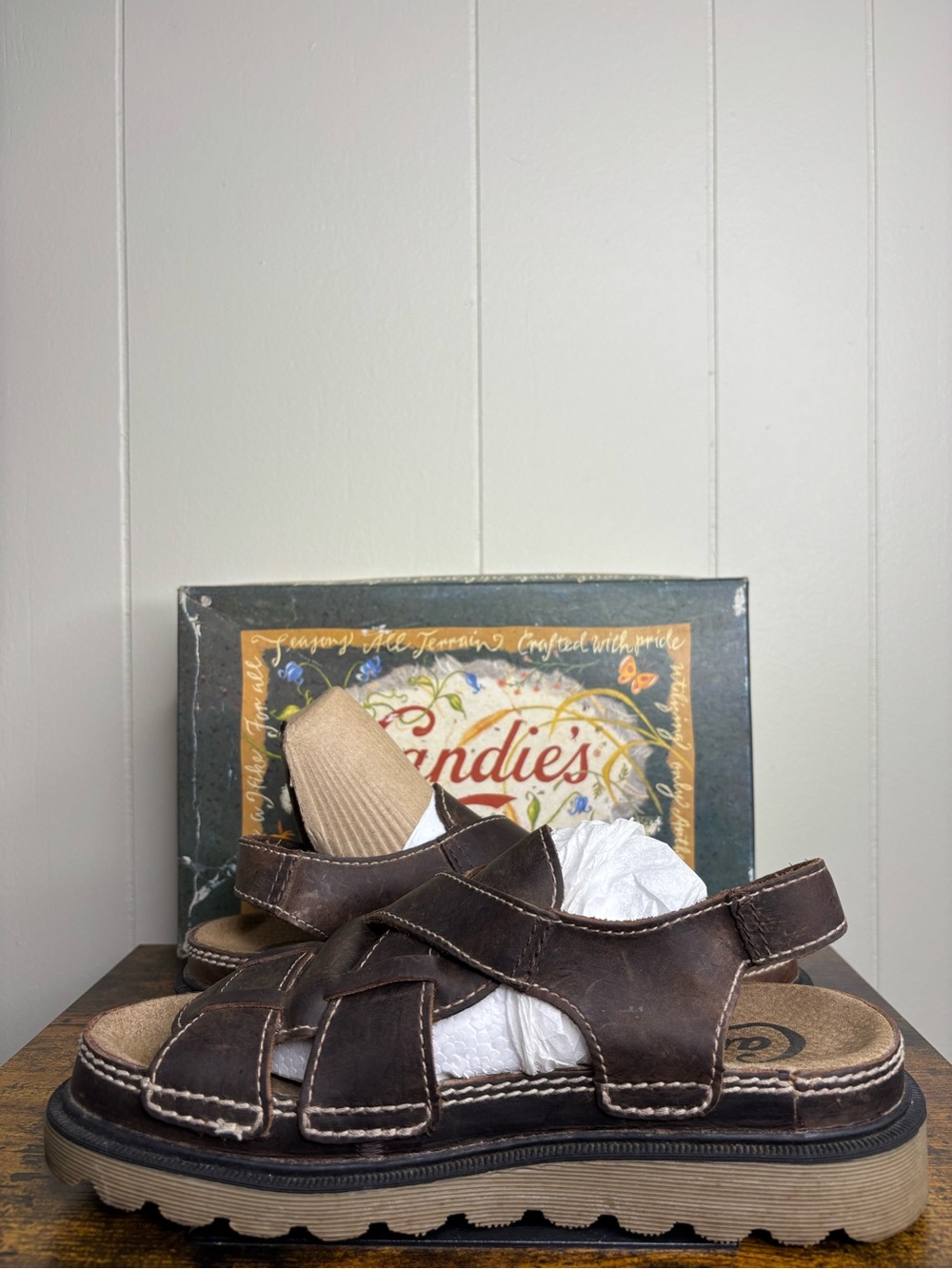 Vintage Candie’s Fisherman Platform Sandals Womens Brown Leather Y2K Size 8.5 - Picture 6 of 8
